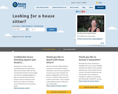 Housecarers.com Worldwide House Sitters and Pet Sitters Directory